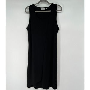 Susan Graver Premier Midi Dress Sz L Black Round Neck Sleeveless Liquid Knit